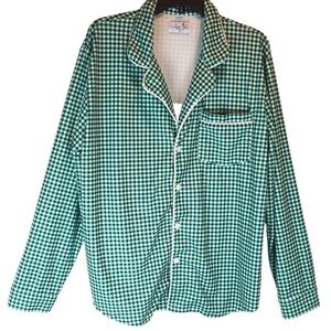 Love + Grow Clothing‎ Co Oversized SOFT Night Shirt Green White Check Medium